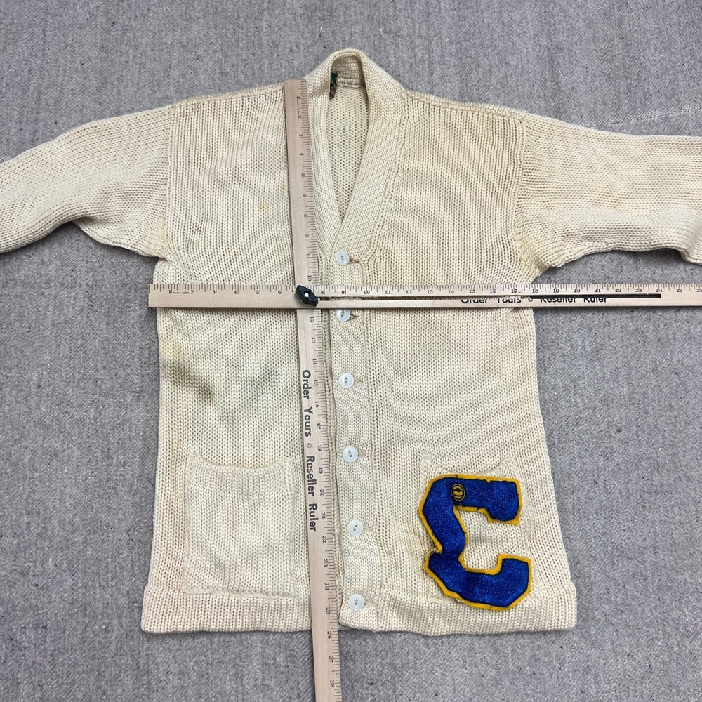 Vintage Letterman Cardigan Mens Medium White 1940s Kagen's - Picture 8 of 12